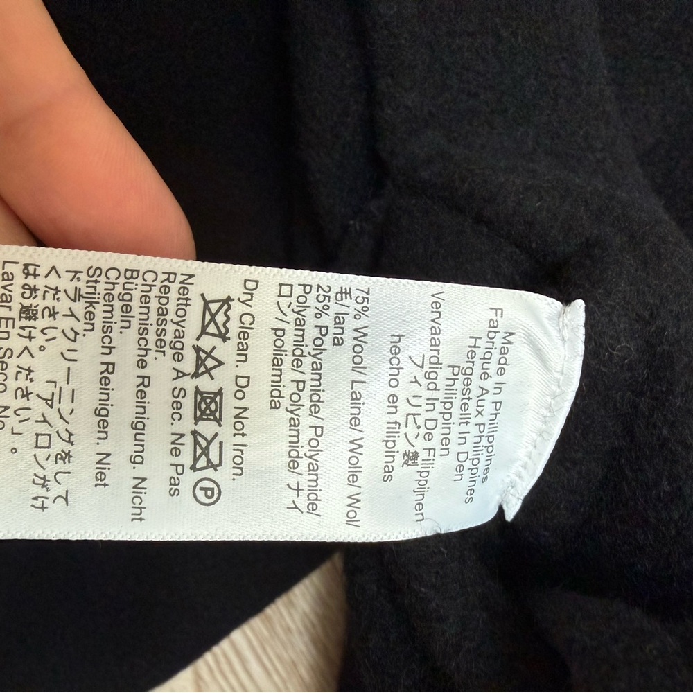 NWT Madewell Women's Black Double-Faced Wool Brushed Long Coat - Med - Picture 6 of 8